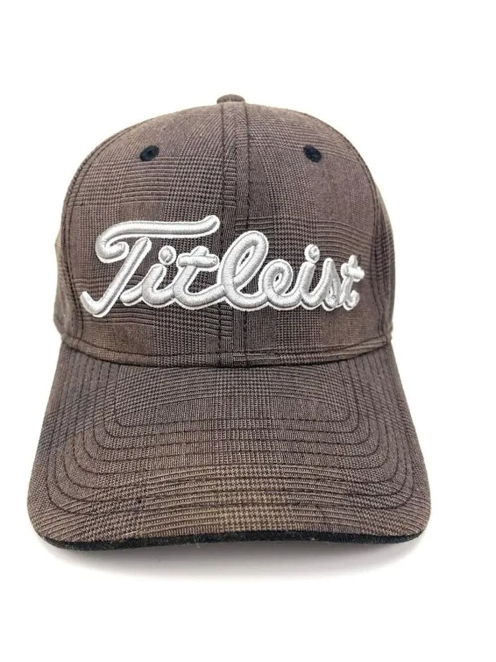 Titleist Baseball Hat Spell Out Logo Plaid Pattern Embroidered Front Strap back